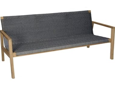 Royal Teak Collection Admiral Teak Rope Stationary Sofa in Charcoal RLADS3G