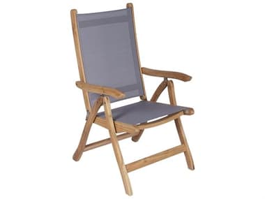 Royal Teak Collection Florida Gray Sling Adjustable Folding Dining Arm Chair RLFLGR