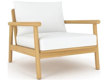 Royal Teak Collection Seville Teak Cushion Arm Stationary Lounge Chair in White Cushions RLSEVCCW