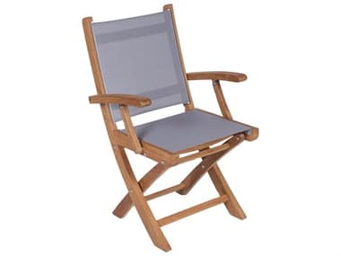 Royal Teak Collection Sailmate Folding Arm Chair - Gray Sling RLSMCG
