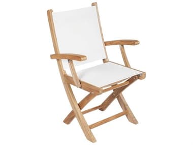 Royal Teak Collection Sailmate White Sling Folding Dining Arm Chair RLSMCW