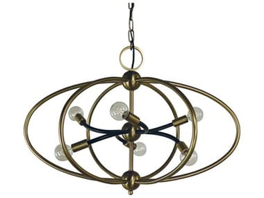 Framburg Orbit 26" Wide 6-Light Brass Geometric Chandelier RM4948