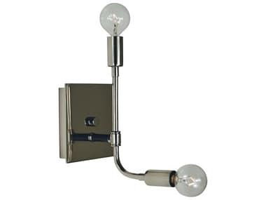 Framburg Fusion 11" Tall 2-Light Polished Nickel Matte Black Accents Wall Sconce RM5017
