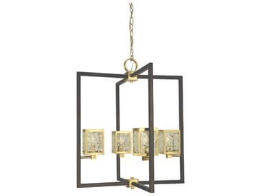 Framburg Avery 4-Light Brushed Brass Matte Black Lantern Pendant RM5774