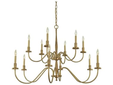 Framburg Matera 46" Wide 12-Light Brushed Brass Candelabra Chandelier RM5780