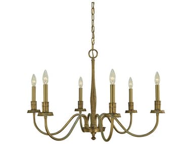 Framburg Matera 32" Wide 6-Light Brushed Brass Candelabra Chandelier RM5786