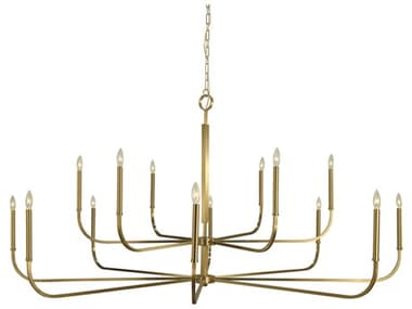 Framburg Manhattan 72" Wide 14-Light Brushed Brass Candelabra Tiered Chandelier RM5870