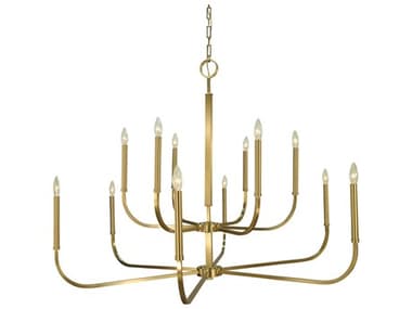 Framburg Manhattan 12-Light Brushed Brass Candelabra Chandelier RM5872