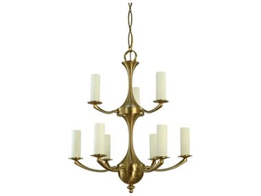 Framburg Atherton 9-Light Brushed Brass Traditional Candelabra Tiered Chandelier RM5929