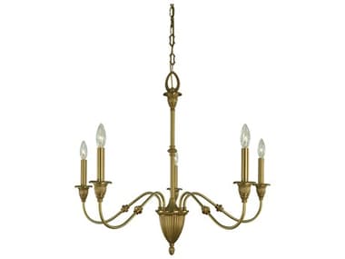 Framburg Hinsdale 5-Light Brushed Brass Traditional Candelabra Chandelier RM5930