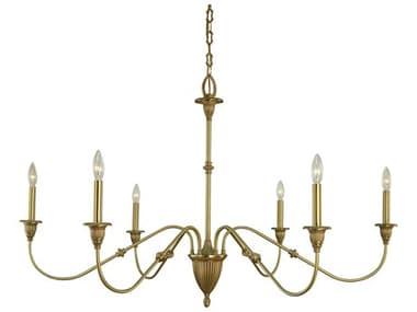 Framburg Hinsdale 6-Light Brushed Brass Traditional Candelabra Chandelier RM5932