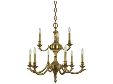 Framburg Scarsdale 9-Light Brushed Brass Traditional Candelabra Tiered Chandelier RM5939