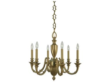 Framburg Wellesley 6-Light Brushed Brass Traditional Candelabra Chandelier RM5946