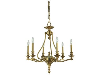 Framburg Fin De Siecle 6-Light Brushed Brass Traditional Candelabra Chandelier RM5956