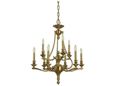 Framburg Fin De Siecle 9-Light Brushed Brass Traditional Candelabra Tiered Chandelier RM5959