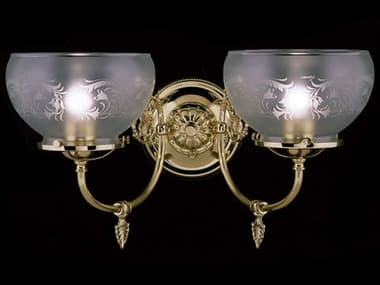 Framburg Chancery 17" Wide 2-Light Polished Brass Glass Vanity Light RM7522