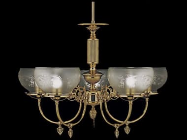 Framburg Chancery 27" Wide 5-Light Polished Brass Glass Bowl Chandelier RM7525