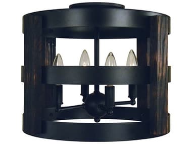 Framburg Homestead 14" 4-Light Matte Black Drum Flush Mount RML1001