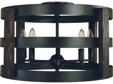 Framburg Homestead 18" 5-Light Matte Black Drum Flush Mount RML1003