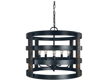 Framburg Homestead 21" Wide 5-Light Matte Black Drum Chandelier RML1005