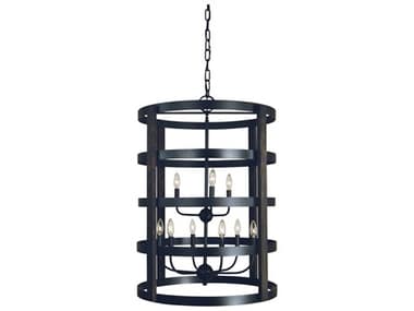 Framburg Homestead 9-Light Matte Black Cylinder Tiered Chandelier RML1009