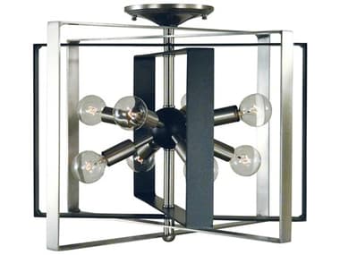 Framburg Interstellar 8-Light Brushed Nickel Matte Black Sputnik Semi Flush Mount RML1090