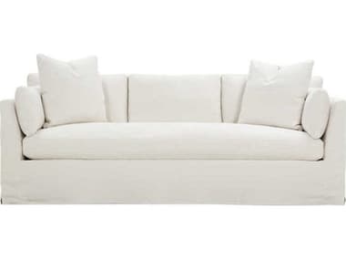 Robin Bruce Boden 90" White Fabric Upholstered Slipcovered Bench Sofa ROBBODENS222PB