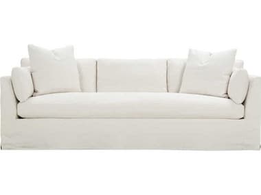 Robin Bruce Boden 99" White Fabric Upholstered Slipcovered Bench Sofa ROBBODENS233PA