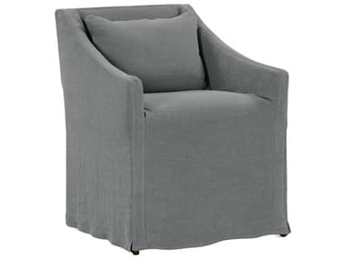 Rowe Odessa Gray Fabric Upholstered Arm Dining Chair with Silpcover ROWODESSAS502