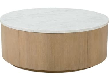 Rowe Delray 42" Round Marble Carrara Bridle Cocktail Table ROWRR10630310
