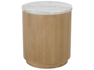 Rowe Delray 19" Round Marble Carrara Bridle End Table ROWRR10630335