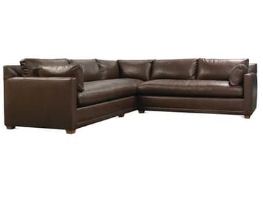 Rowe Sylvie " Wide Brown Faux Leather Upholstered Sectional Sofa ROWSYLVIEL24824544A