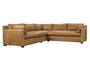 Rowe Sylvie " Wide Brown Faux Leather Upholstered Sectional Sofa ROWSYLVIEL24824544B