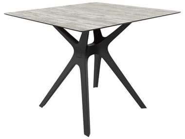 Resol Vela S Square Dining Table Black Base Washed Wood Dining Table Top RS040811X