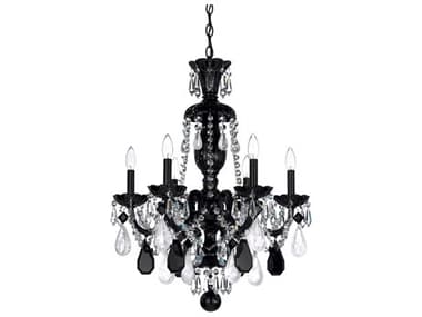 Schonbek Hamilton Rock Crystal 22" Wide 6-Light Jet Black Candelabra Chandelier S55535BK