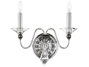 Schonbek Jasmine 2-Light Polished Silver Crystal Wall Sconce S59672