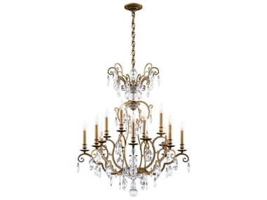 Schonbek Renaissance Nouveau 12 8-Light Etruscan Gold Crystal Candelabra Chandelier S5RN3872N23H