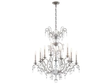 Schonbek Renaissance Nouveau 12 8-Light Antique Silver Crystal Candelabra Chandelier S5RN3872N48H