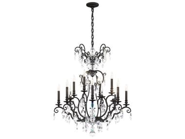 Schonbek Renaissance Nouveau 12 8-Light Black Crystal Candelabra Chandelier S5RN3872N51H