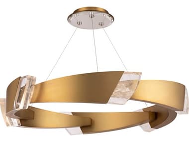 Schonbek Embrace 44" 1-Light Aged Brass Crystal LED Round Pendant S5S4844700OH