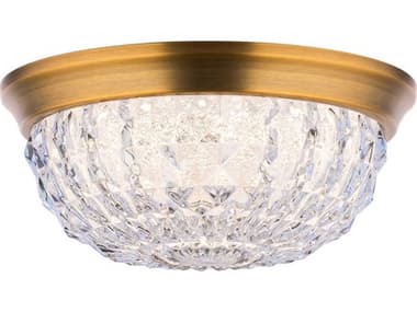 Schonbek Genoa 9" 1-Light Aged Brass Crystal LED Bowl Flush Mount S5S5209700O