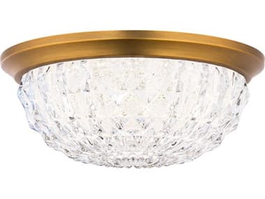 Schonbek Genoa 12" 1-Light Aged Brass Crystal LED Bowl Flush Mount S5S5212700O