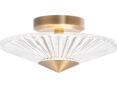 Schonbek Origami 12&quot; 1-Light Aged Brass Crystal LED Dome Linear Semi Flush Mount S5S7212700H