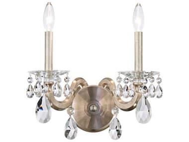 Schonbek San Marco 13" Tall 2-Light Silver Crystal Wall Sconce S5S8602