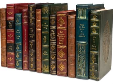 Sarreid Ltd Rebound Leather Books, Assorted, Set/12 SA17651