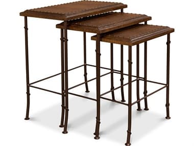 Sarreid Ltd Croc Leather Nesting Tables Set of 3 SA25953