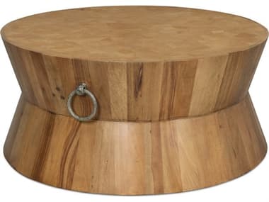 Sarreid Ltd Round Tower Coffee Table,Driftwood SA27134