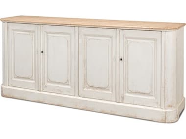 Sarreid Ltd Antique Whitewash Sideboard 4 Door SA40116