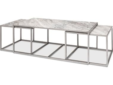 Sarreid Ltd Set Of 3 Nesting Low Tables, Marble Tops SA52871