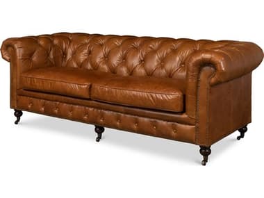 Sarreid Ltd Tufted English Club Sofa Cuba Brown SA53130